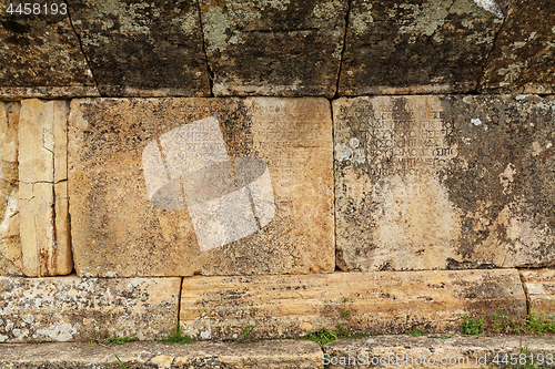 Image of Texture of stone wall in ancient city, Hierapolis