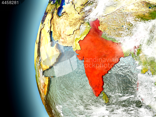 Image of India on planet Earth from space
