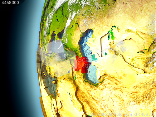 Image of Azerbaijan on planet Earth from space