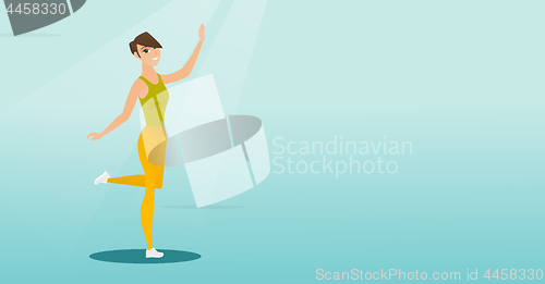 Image of Cheerful caucasian woman dancer dancing.