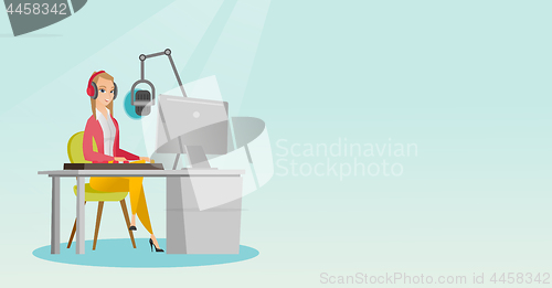 Image of Female dj working on the radio vector illustration