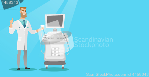 Image of Young ultrasound doctor vector illustration.