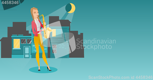 Image of Musician playing on saxophone vector illustration.