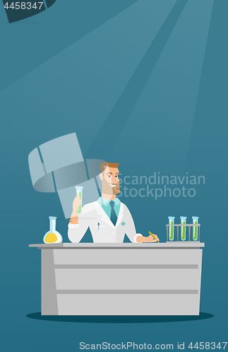 Image of Laboratory assistant at work vector illustration.
