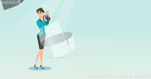 Image of Photographer taking photo vector illustration.