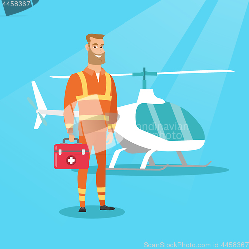 Image of Doctor of air ambulance vector illustration.