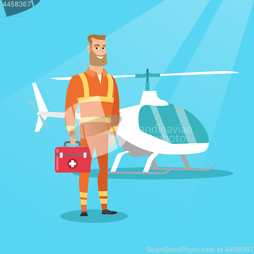 Image of Doctor of air ambulance vector illustration.