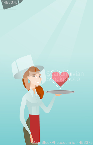 Image of Waitress carrying a tray with a heart.