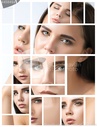 Image of collage of a beautiful woman with perfect clean skin