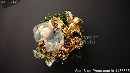 Image of Christmas Wreath on black Background