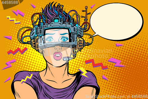 Image of surprised woman in VR glasses