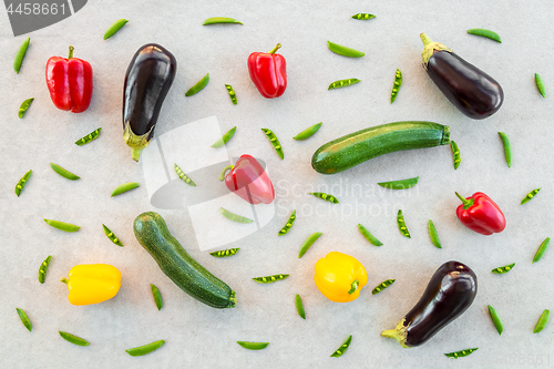 Image of Colorful summer vegetables on concrete background