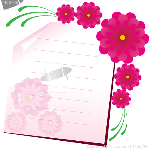 Image of Background with sheet of paper and flowers, part 1