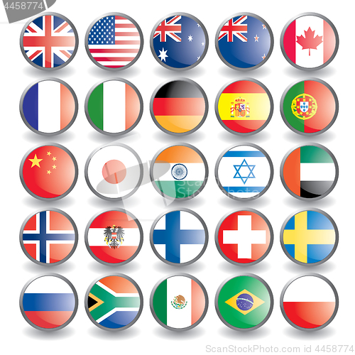 Image of Web buttons with flags isolated on white