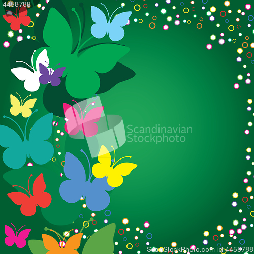 Image of Green  background with butterflies