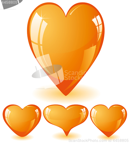 Image of Set orange glitter shiny hearts