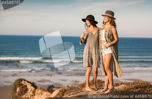 Image of Beautiful girls near the coastline