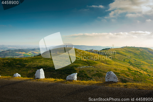 Image of Portuguese windmills over the hills