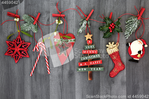 Image of Hanging Christmas Decorations with Flora