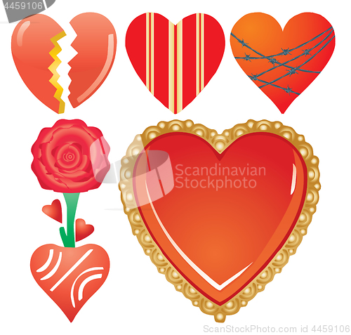 Image of Set of valentine`s hearts, part 7