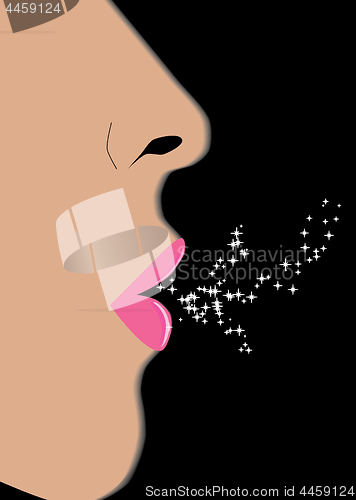 Image of Profile of feminine face on black background