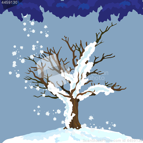 Image of Lonely tree in winter shows how vulnerable we are