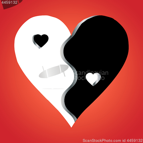 Image of Love Yin Yang on red background