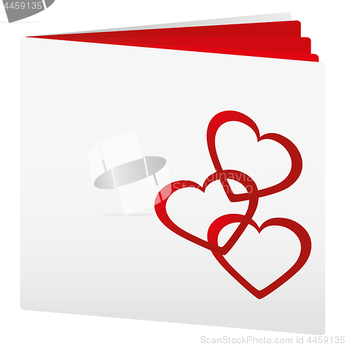 Image of Book with three hearts on top as love book