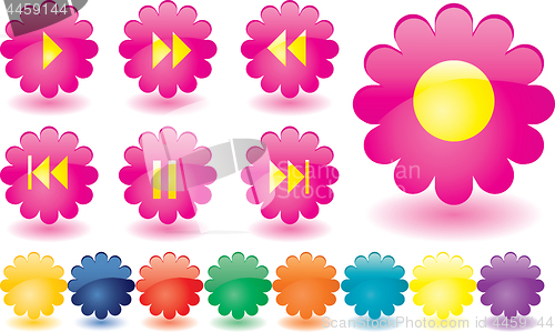Image of Set of player buttons like pink flowers