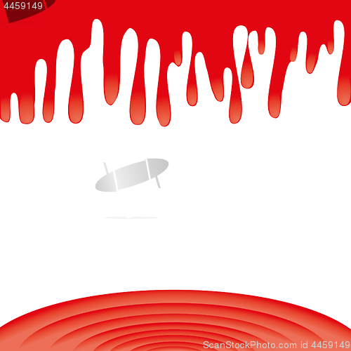 Image of Red paint dripping down in a puddle. Space for text, or a design