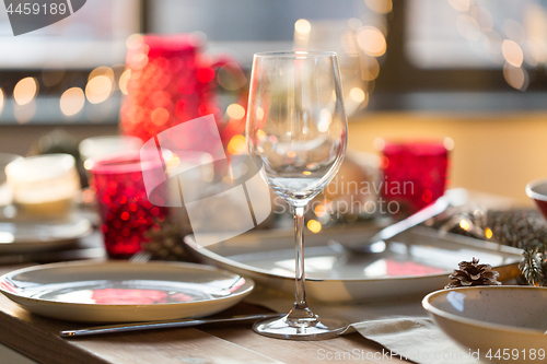 Image of table setting for christmas dinner at home