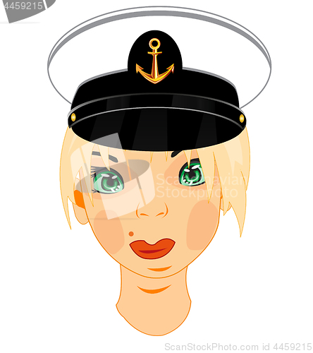 Image of Person of the women in service cap of the captain of the sailor