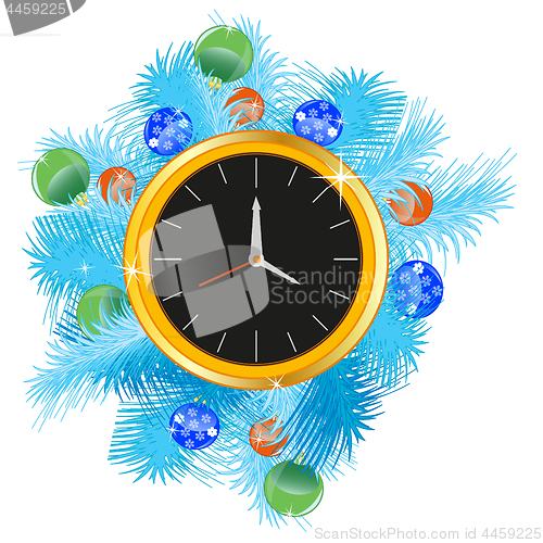 Image of Festive watch decorated new year toy.Vector illustration