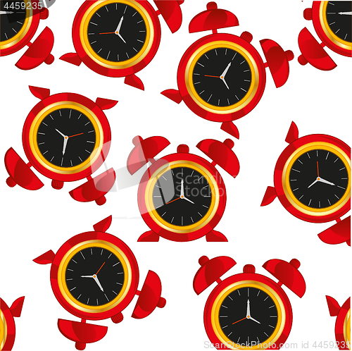 Image of Vector illustration of the decorative pattern from red alarm clock
