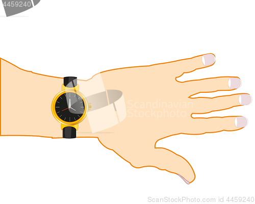 Image of Watch with band on hand of the person