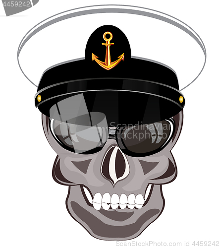 Image of Skull of the person in service cap of the captain of the sailor