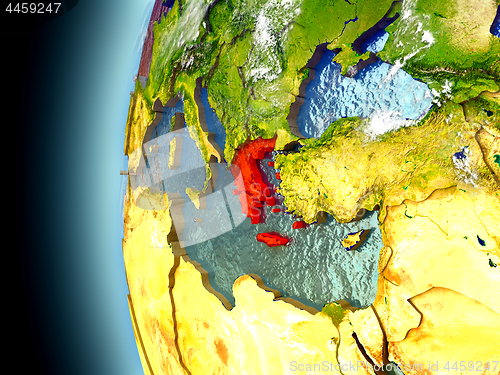 Image of Greece on planet Earth from space