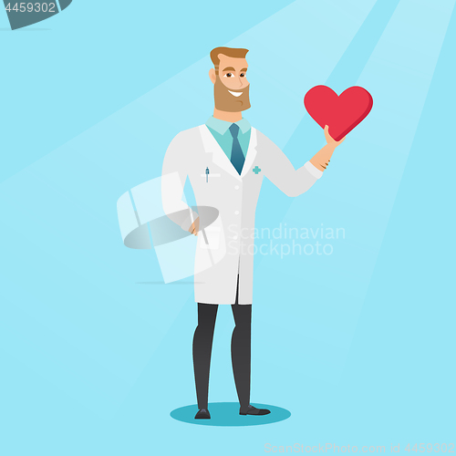 Image of Doctor cardiologist holding heart.