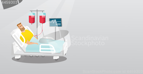 Image of Man lying in hospital bed vector illustration.