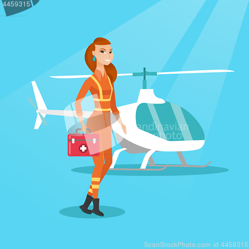 Image of Doctor of air ambulance vector illustration.
