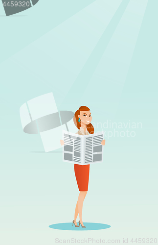 Image of Woman reading a newspaper vector illustration.