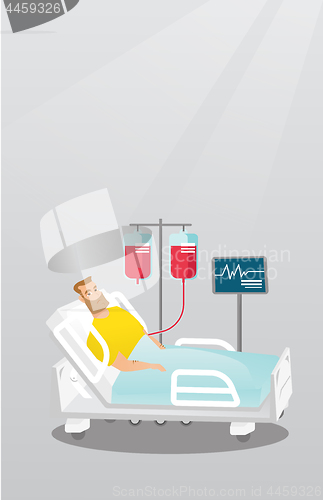 Image of Man lying in hospital bed vector illustration.