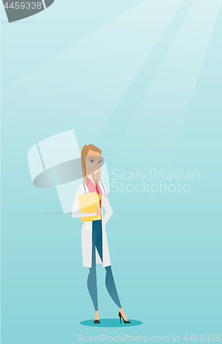 Image of Friendly doctor with a stethoscope and a file.