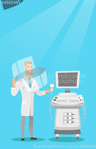 Image of Young ultrasound doctor vector illustration.