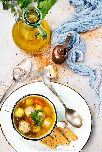 Image of soup with meatballs