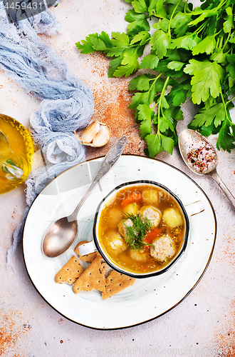 Image of soup with meatballs