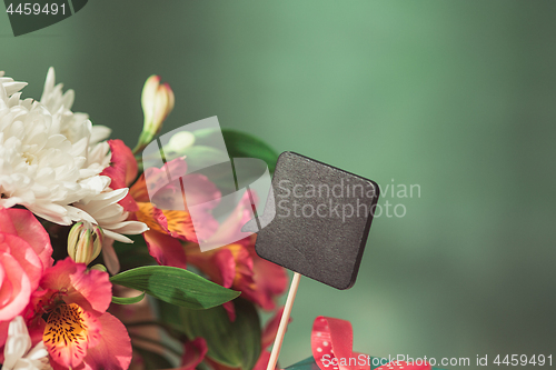 Image of Love background with pink roses, flowers, gift