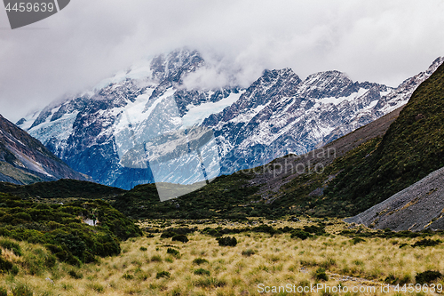 Image of Hooker Valley Track hiking trail, New Zealand.