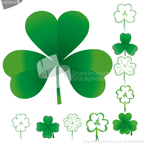 Image of Set of clovers for St. Patrick`s day