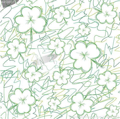 Image of Seamless background with sketch clovers for St.Patrick day